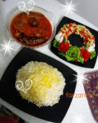 برنج و خورشت قیمه بادمجون