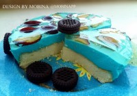 چیز کیک بلوبری با پایه کیک شیفون