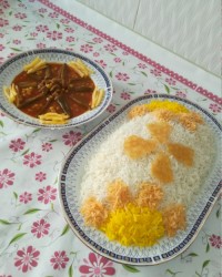خورشت قیمه بامیه باچلوزعفرانی