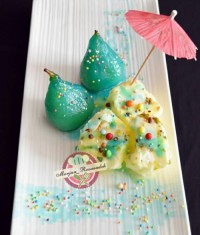 دسر بستنی و گلابی داغ ژله ای