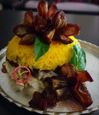 عدس پلو با خرما و کشمش