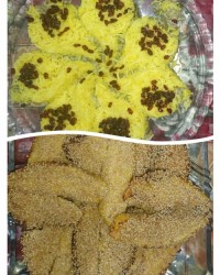 باقالی پلو زرشکی با ماهی تیلا پیلا کنجدی