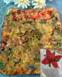 پیتزا گوشت وقارچ