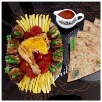 خوراک مرغ و بادمجون