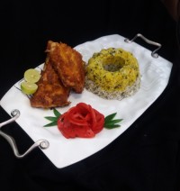 سبزی پلو با ماهی سوخاری