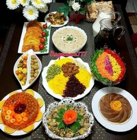 میزمهمونی شامل:دسرعربی.سالاد سیب زمینی.ژله ویترینی.سالادفصل.قیمه نثار.سوپ شیر.پیراشکی گوشت.