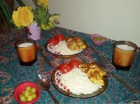 چلوجوجه زعفرونی.