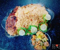 ماکارانی با ته دیگ سیب زمینی کنجد