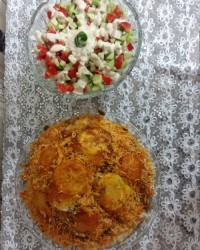 لوبیا پلو با گوشت وسالاد