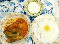 قیمه بادمجون با برنج قالبی