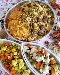 لوبیا پلو با گوشت لقمه