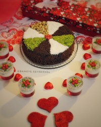 ❤کیک شکلاتی و دسر تولد همسری❤