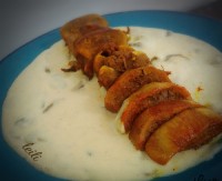 خوراک زبان با سس بشامل و قارچ