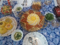 پلو زعفرانی; قیمه; شعله زرد قالبی