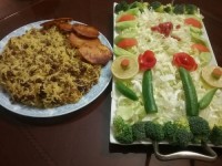 عدس پلو با سالاد