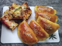 پیتزا و پیراشکی گوشت با خمیر جادویی
