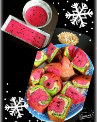 کیک موجدار رنگارنگ