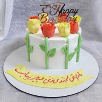 کیک خامه با دکور فوندانت