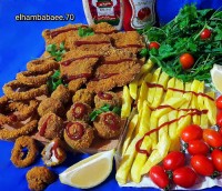 مرغ سوخاری ، پیاز سوخاری ، قارچ سوخاری