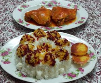 زرشک پلو قالبی مرغ مجلسی