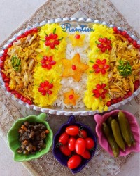 انار پلو با مرغ بریان