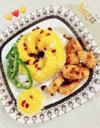 زرشک پلوبامرغ زعفرانی