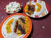 کباب تابه ای دو رنگ