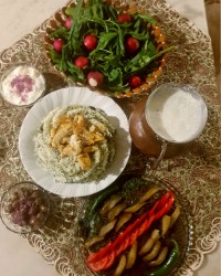 سبزی پلوباماهی شوریده وکوکوسبزی