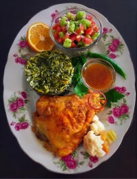 شوید باقالی پلو با مرغ