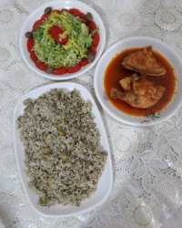 باقالی پلو ومرغ