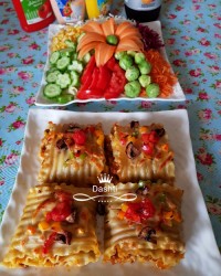 لازانیای رولی وسالاد فصل