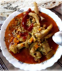 آش بلغور پخته با پای مرغ (یا همون یارما شورباسی)