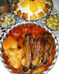 خورش بادمجان با مرغ