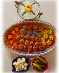 خوراک گوشت قلقلی و سبزیجات