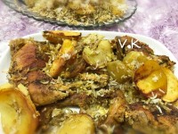 ته چین سینه مرغ با ذرت و نخود فرنگی