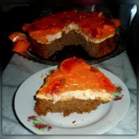 تصویر برش خورده چیز کیک پرتقالی