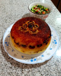 ته چین قارچ و بادمجان