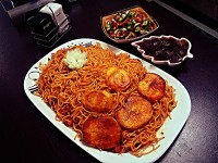 ماکارونی با تهدیگ سیب زمینی❤