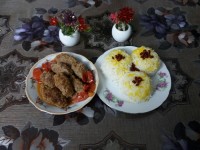 پلو و کباب تابه ای