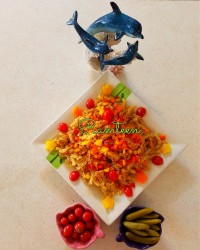 ماکارونی تابستانی با میگو