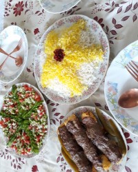 کباب سلطانی ناهار نیمه شعبان درکنار همسر و پسرم