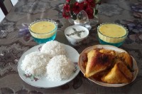 پلو با مرغ سرخ شده با ژله