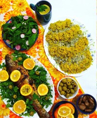 شوید باقالی پلو با ماهی شکم پر