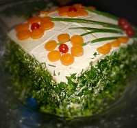 کیک مرغ و سبزیجات