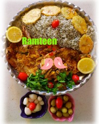 سبزی پلو با ماهی شیر و سس تمبر هندی