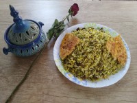 با قالی پلو با گوشت ریز