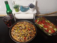 پیتزا گوشت وقارچ