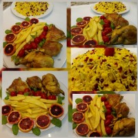 زرشک پلو با مرغ پرتقالی