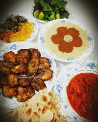 افطاری خوشمزه ما گوجه بادمجان وحلیم خونگی