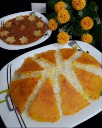 خورشـت قیمه با ته دیـگ سیب زمینی